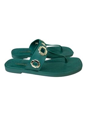 Larroude Green Thong Slip-On Sandals Size 36 6/7